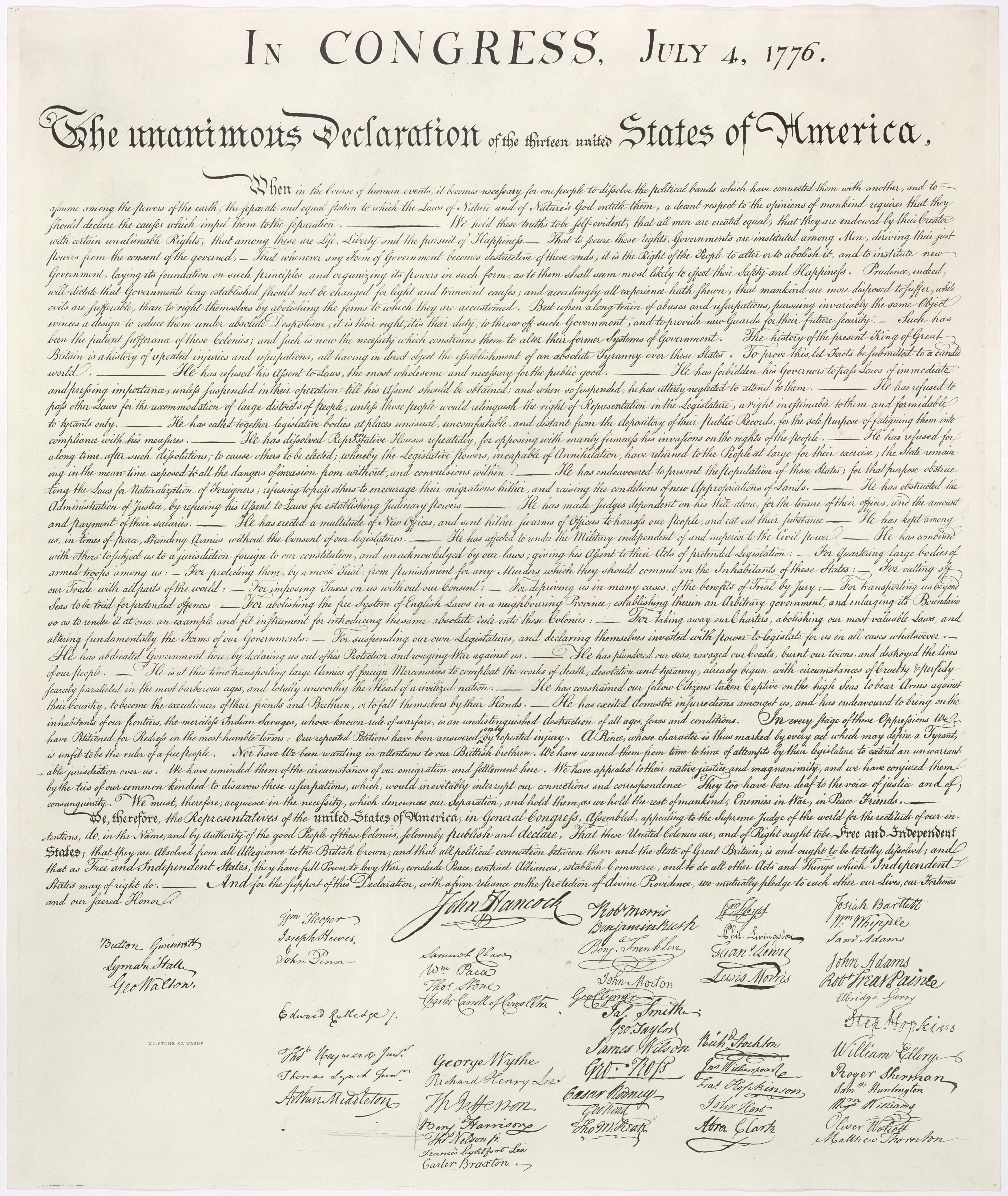 Declaration of Independence engraving